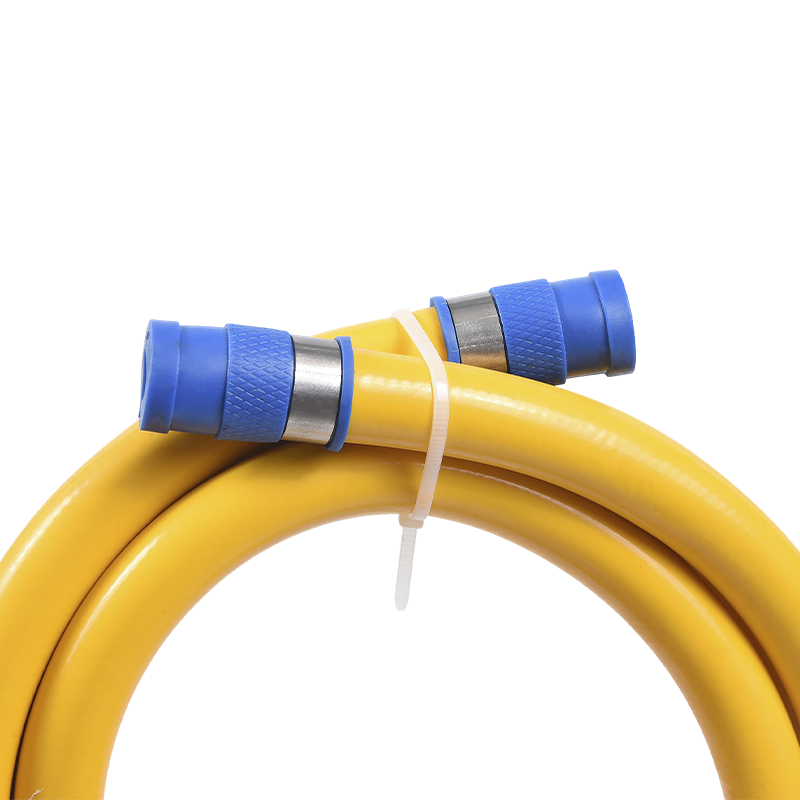 Furtun de gaz PVC galben flexibil din oțel inoxidabil